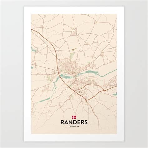 Randers, Denmark - Vintage City Map Art Print by IMR Designs | Society6