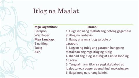 Mga Simpleng Recipe Sa Pag Iimbak Ng Pagkain Ppt