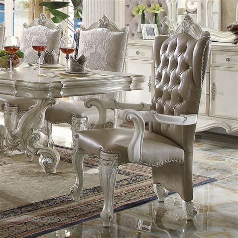 Acme Furniture Versailles Dining Arm Chair - Set of 2 White Dining Arm ...