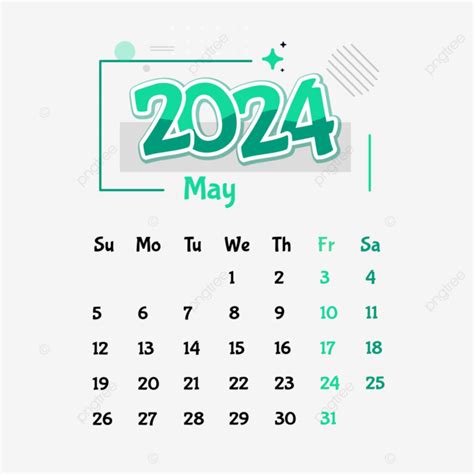 Calendário Mensal De Maio De 2023 Vetor PNG Maio De 2024 Calendário