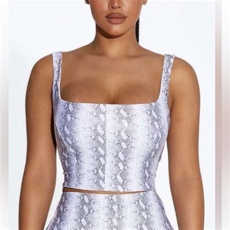 Naked Wardrobe Tops Naked Wardrobe Snake Skin Lace Up Crop Top Poshmark