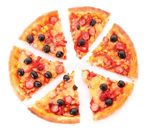 Sliced Pizza With Olives Isolated Stock Photo - Image: 13867900