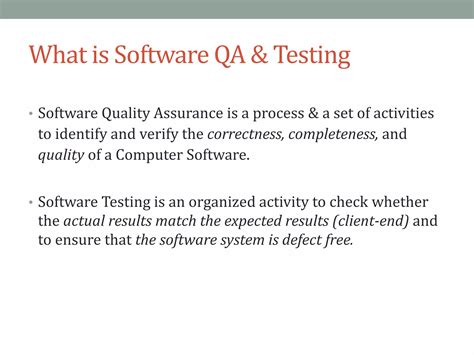 Fundamentals Of Software Quality Assurance Testing PPT