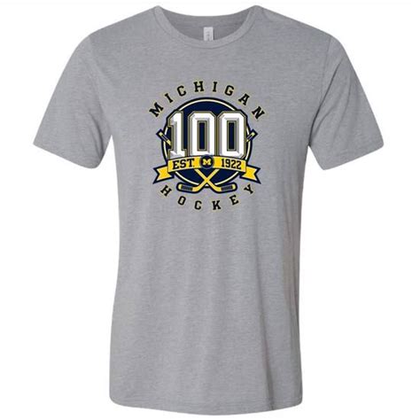 University Of Michigan Hockey Gray Triblend 100 Years Of Michigan