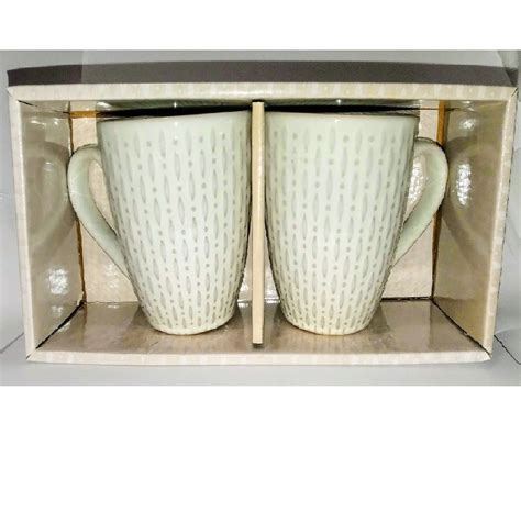 Brandani Embossed Mug Set of 2- 10.5 oz