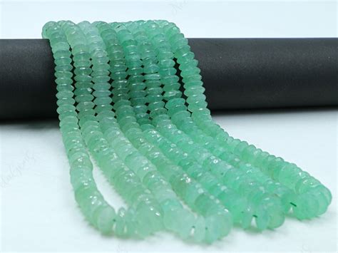 Natural Green Strawberry Quartz German Cut Faceted Rondelle Beads