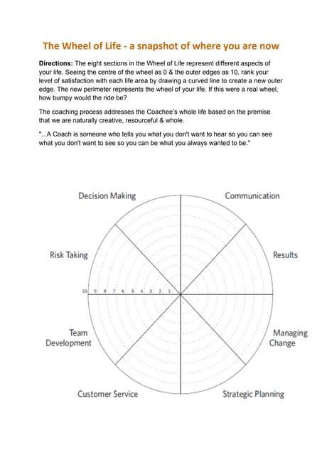 The Wheel of Life - Coaching Wheel | PDF