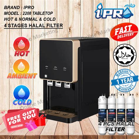 IPRO Hot Warm Cold Water Dispenser 2208 Compressor Cooling With 4 Pcs Halal Filter Shopee