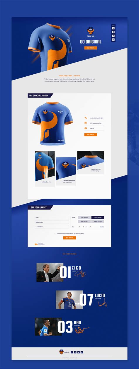 FC Goa: Jersey pre-launch one page site :: Behance