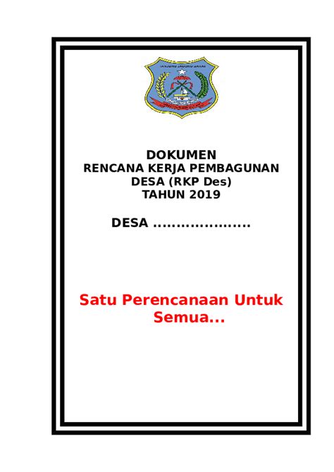 Doc Dokumen Rencana Kerja Pembagunan Desa Rkp Des Tahun 2019