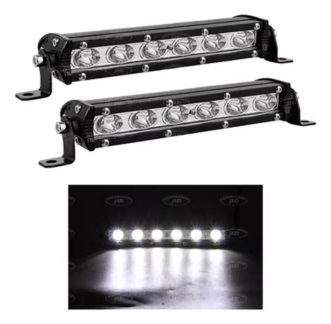 Par Faros Barra 6 Led Slim Fija Estrobo Auxiliar 7 Pulgadas