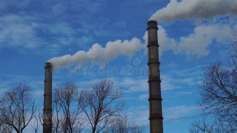 Atmospheric Air Pollution From Industrial Smoke Now Pipes Steel Plant