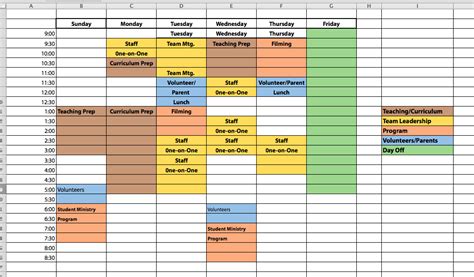 Operating Room Block Schedule Template