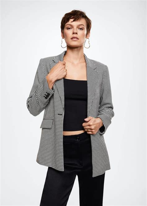 Hahnentritt Blazer Aus Woll Mix Damen Mango Luxemburg Blazer