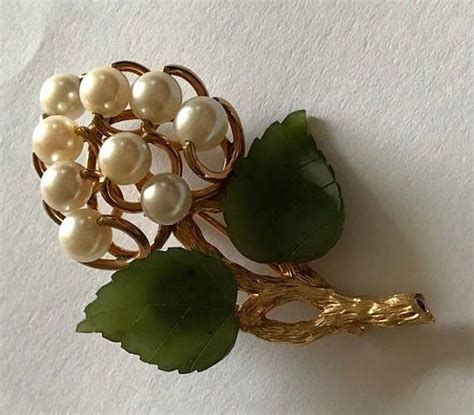 Rare Vintage Van Dell 120 12k Gf Molded Flowers Pearl And Jade Etsy