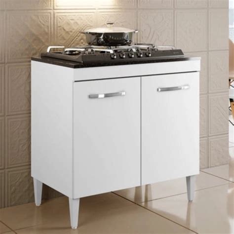 Balcão Sevilha Cooktop 5 bcs Branco Kaiki Móveis CASA DOS MÓVEIS