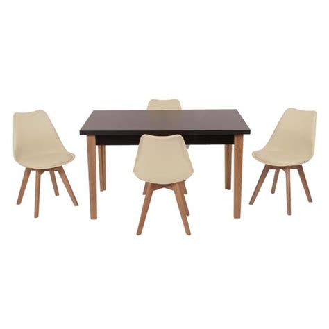Conjunto Mesa De Jantar Luiza Cm Preta Cadeiras Leda Nude Made Moveis Cedrense Ltda