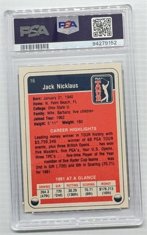 1982 Donruss Golf Jack Nicklaus Golden Bear 16 Psa 6 Ebay