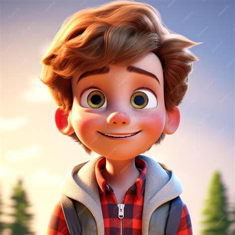 Retrato De Dibujos Animados En 3d Estilo Pixar De Un Lindo Niño