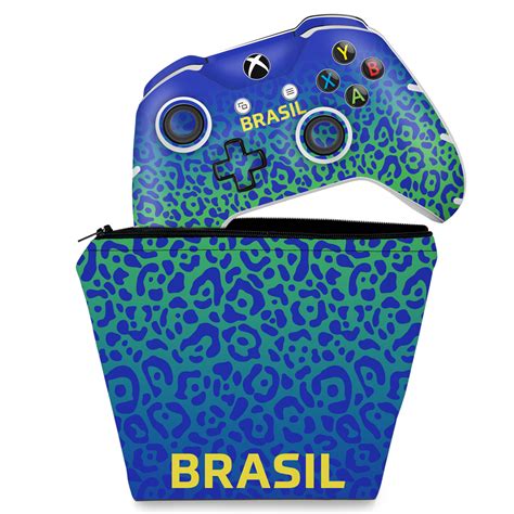 Kit Capa Case E Skin Xbox One Slim X Controle Brasil Pop Arte Skins