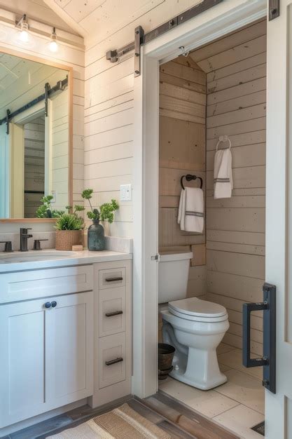 Premium Photo A Bathroom With A Toilet Sink And Mirror