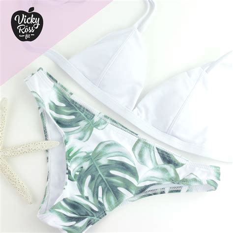 Palm Leaf Print Bikini Swimwear For Women Beach Swimsuit Women S Swimsuit Swimwear Bikini