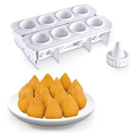 Kit Formas Fábrica de Coxinhas Salgado Modelador Faz 8 Coxinhas