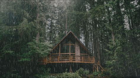 Regenger Usche Und Donner Im Nebliger Wald Regen Gewitter Zum