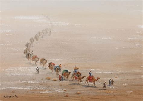 Caravan In Desert Pintura Por Ulugbek Mukhamedov Artmajeur Desert