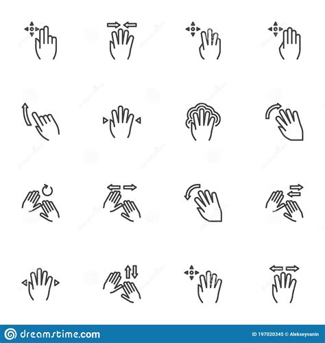 Reeks Pictogrammen Voor Handgebaren Met Touchscreen Vector Illustratie