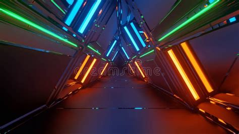 Closeup Shot Of Colorful Neon Lights Forming Triangular Shapes In