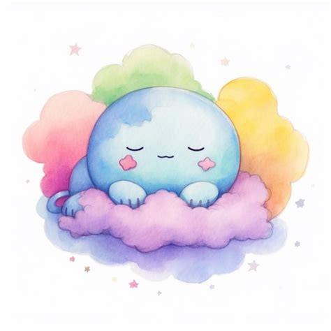 Ilustración acuarela de una nube azul con una nube azul y las palabras