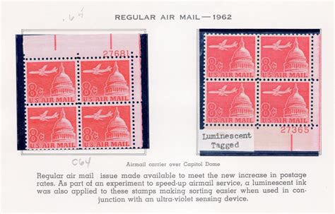 U S Scott C64 C64a 8c Capitol Dome Air 1962 Plate Block Of 4 Mint