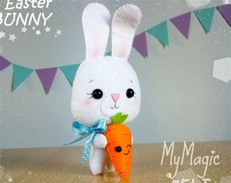 Cute Bunny With Carrot Easter Ornament Felt Bunny T Easter Decor