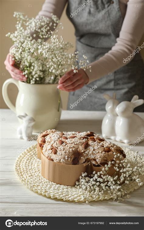 Delicious Italian Easter Dove Cake Traditional Colomba Pasqua Woman