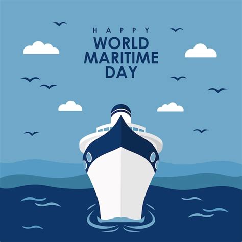 Premium Vector | Flat happy world maritime day poster template vector