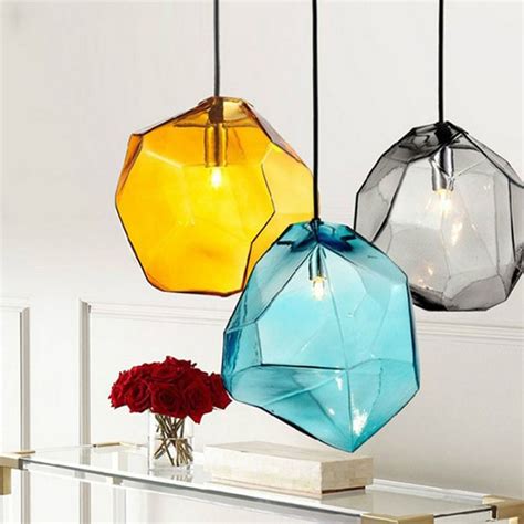 Modern Colorful Glass Pendant Light Hanging Lamp6 Colors G9 Led Suspension Lamp For Bar