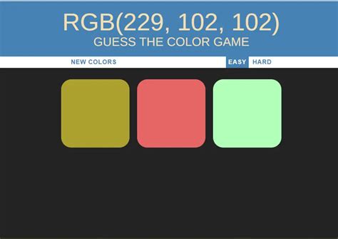 Guess the Color Game in VanillaJS with Source Code | SourceCodester