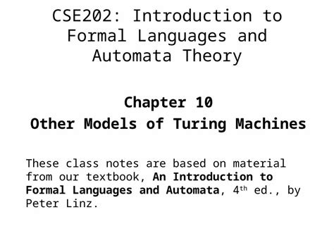 Ppt Cse Introduction To Formal Languages And Automata Theory