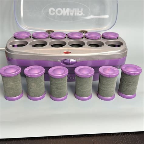 Conair Hair Conair Ion Shine 2 Hot Rollers Flocked Heated Hair Curler Set Jumbo Purple Heat