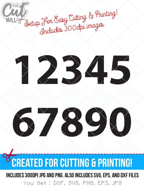 Numbers Svg Cut File Numbers Dxf Svg Png Ai Cutting Etsy