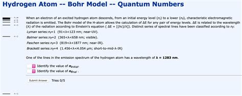 Solved Hydrogen Atom -- Bohr Model -- Quantum Numbers n00 | Chegg.com