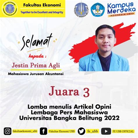 FE UBB On Twitter KANAL MAHASISWA Selamat Kepada Jestin Prima