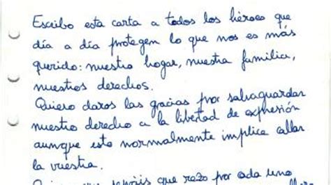 La carta que recogieron dos infantes de Marina el Día de las Fuerzas