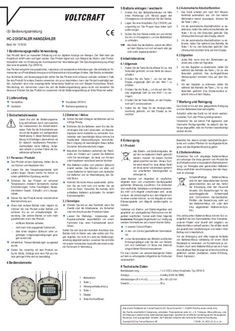 Mode Demploi Voltcraft Hc 2 Français 4 Des Pages