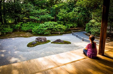 Waiting Kennin Ji Temple Kyoto Zen Rock Garden Zen Garden Shade