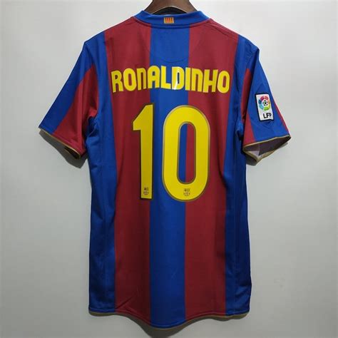 Vintage 10 Ronaldinho Jersey 2007 2008 Barcelona Jersey Ronaldinho Soccer Football Classic