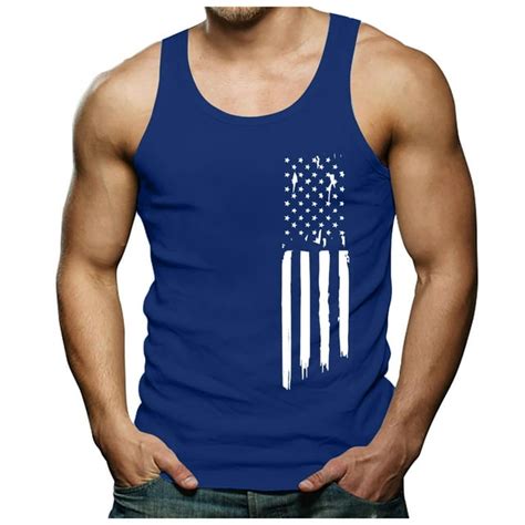 Chu Chu Male Summer Vest Independence Day Flag Day July 4th Holiday Print Full Print Large Size