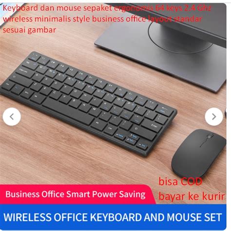 Jual Keyboard Dan Mouse Sepaket Ergonomis 64 Keys 2 4 Ghz Wireless Minimalis Style Business