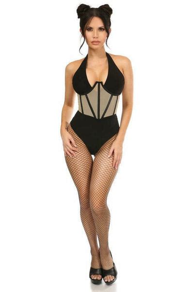 Lavish Nude Mesh Open Cup Waist Cincher Domestic Platypus